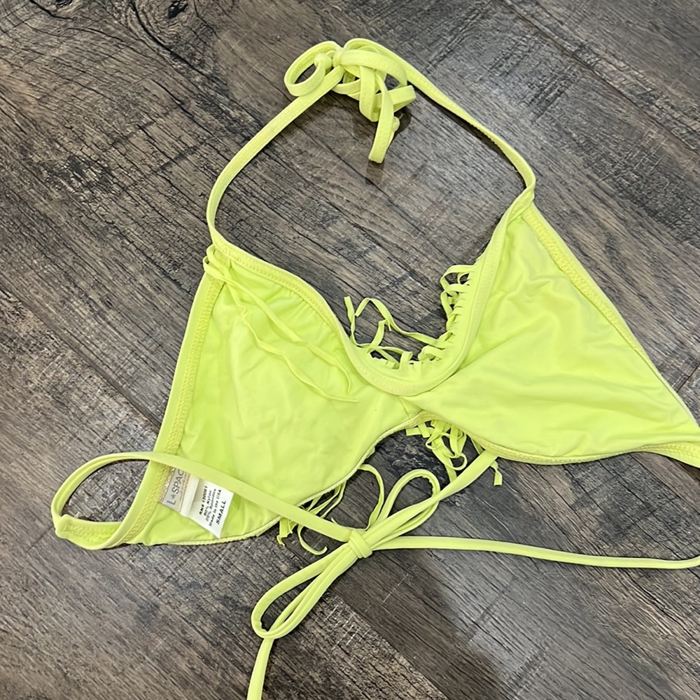 L*Space Fringe Citron Bikini Top Tie String - image 5